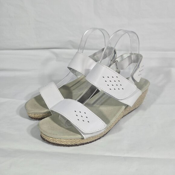Propet Madrid Wedge Sandals Size 8.5 X Wide White Leather Casual Comfort Boho - Picture 1 of 9